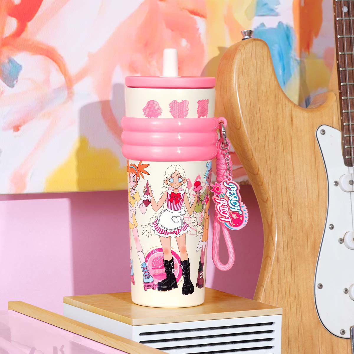 Popmart Peach Riot Rush Hour Series-Straw Cup