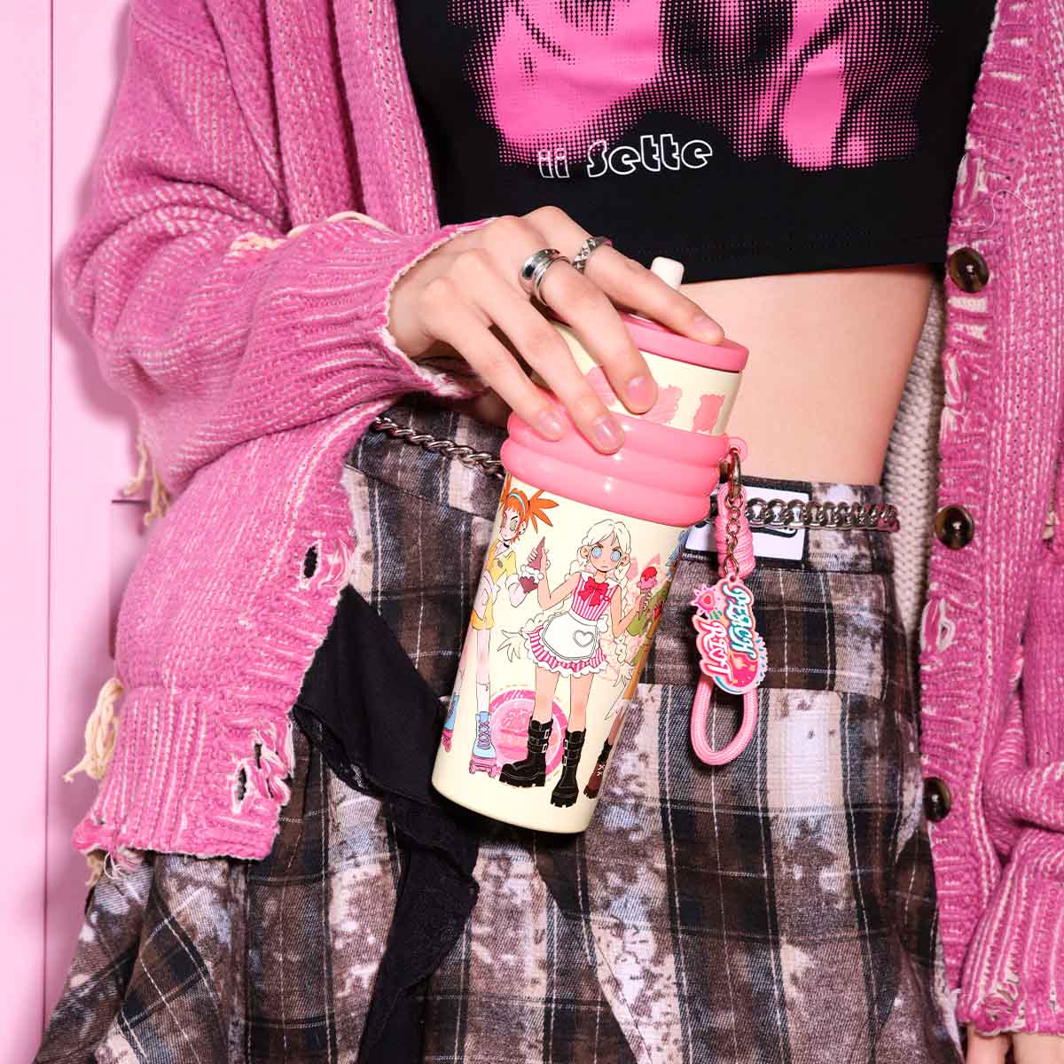 Popmart Peach Riot Rush Hour Series-Straw Cup