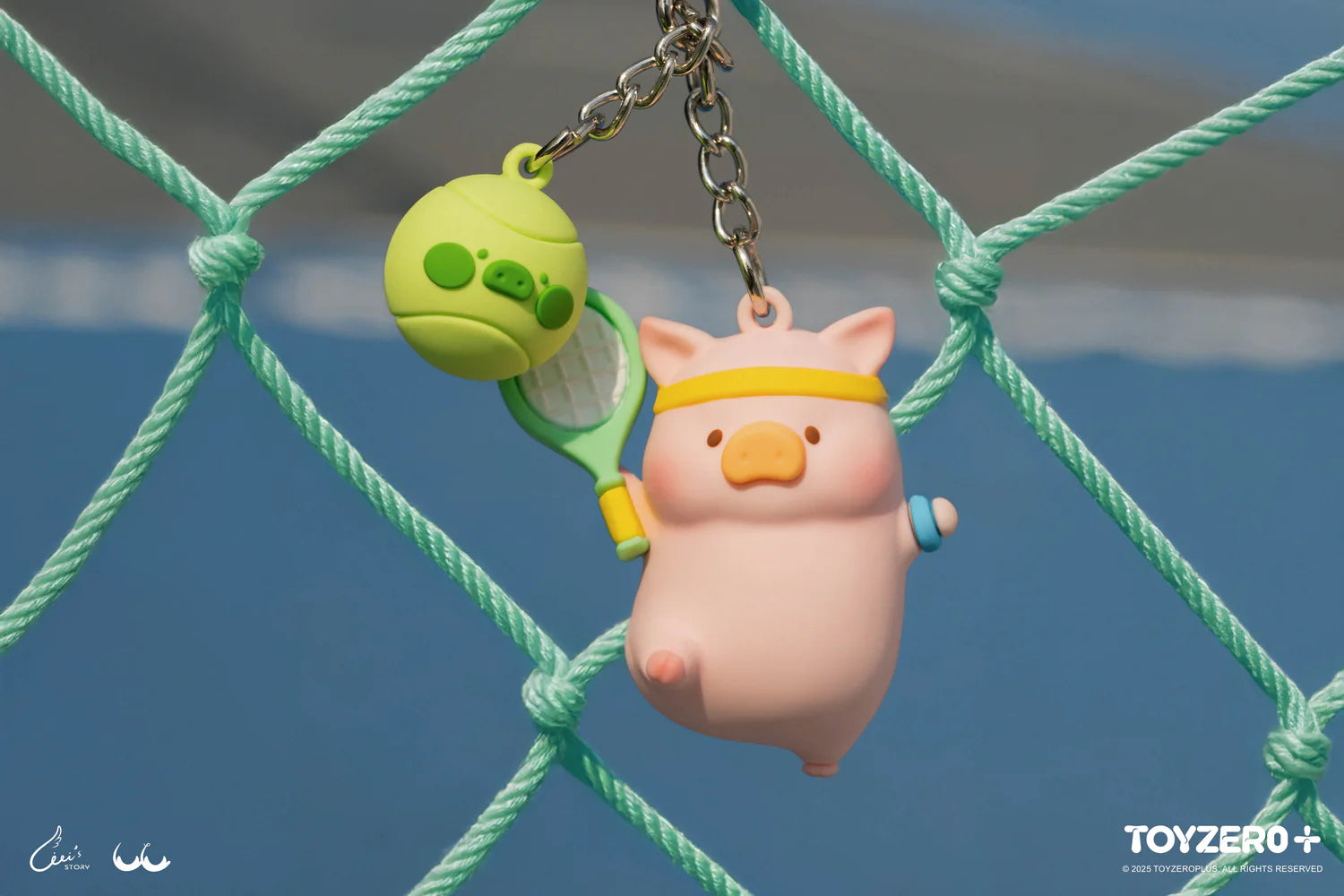 Lulu The Piggy Tennis Series-3D Silicone Keychain