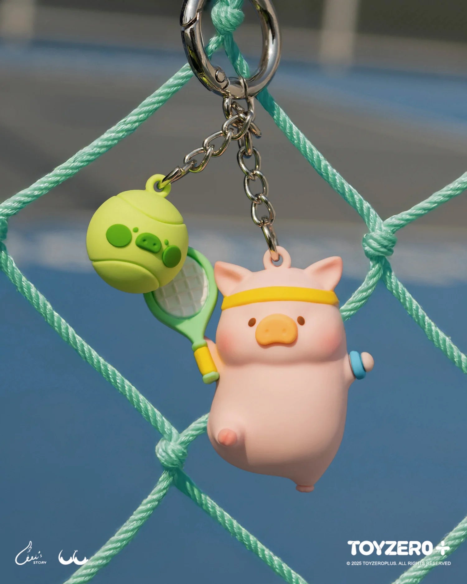 Lulu The Piggy Tennis Series-3D Silicone Keychain