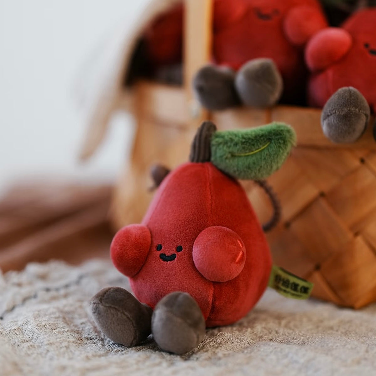 Lucky Orchard Series-Wax Apple Shaped Plush Pendant