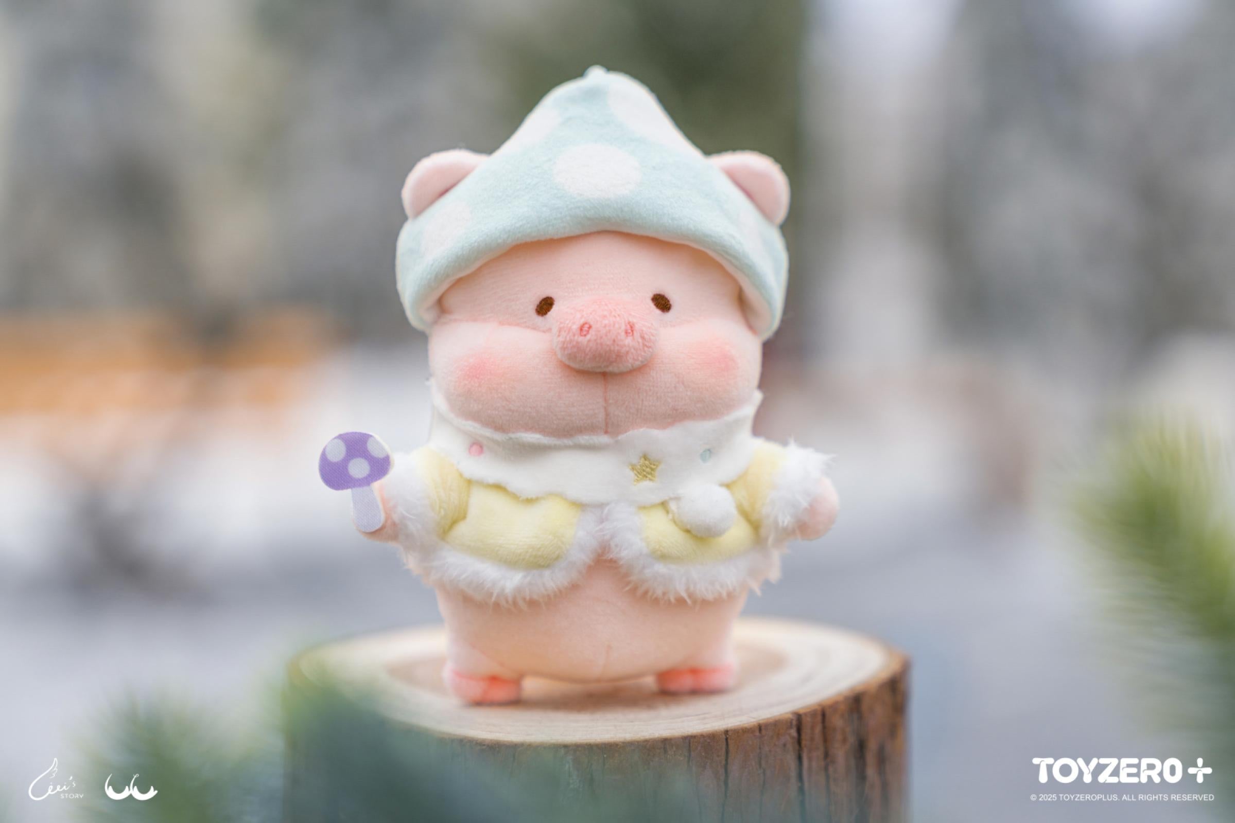 Lulu The Piggy Winter Series- Mushroom Elf Lu Plush Keychain