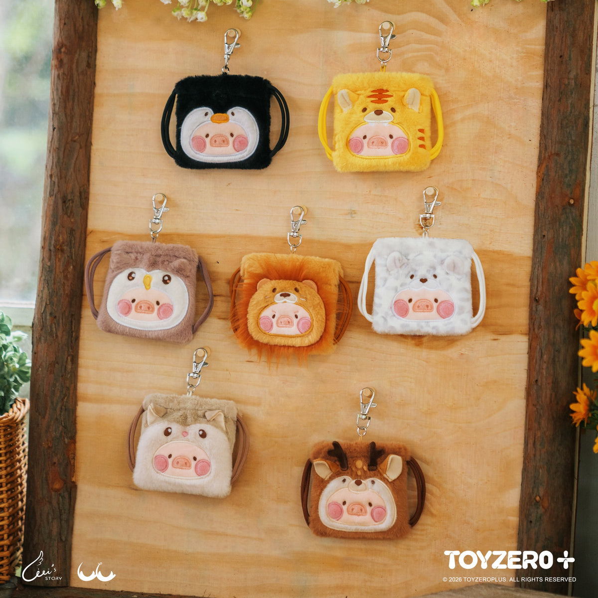 Lulu the Piggy Animal Party Vol.2- Mini Drawstring Plush Earphone Bag Keychain Blind Box (Box of 6）