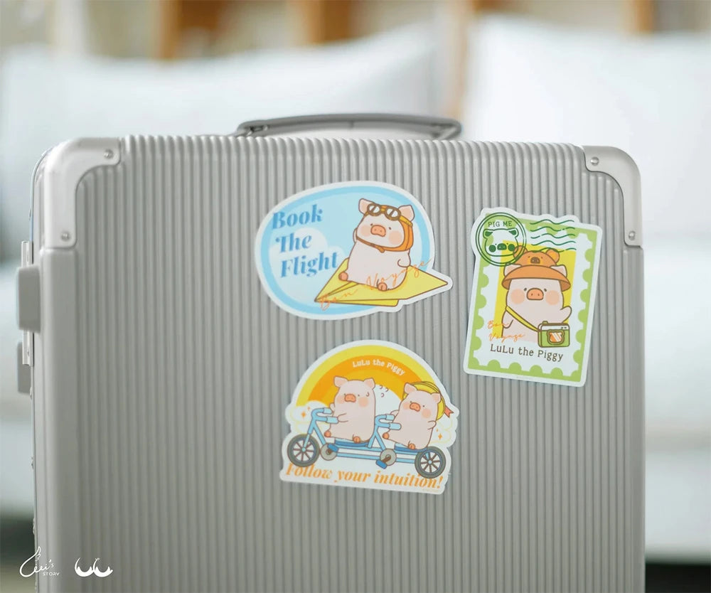 Lulu The Piggy Find Your Way- Suitcase Sticker- Paper Airplane Lu